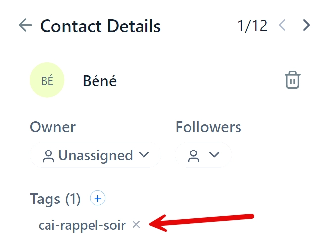 A GoHighLevel contact record with the profile tag applied by Tiquiz
